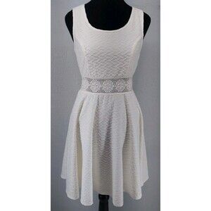 American Rag White Textured Skater A Line Crochet Accent Mini Dress Size M
